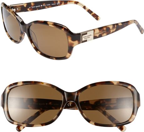 Kate Spade Annika 56mm Polarized Rectangular Sunglasses in Brown (Camel ...