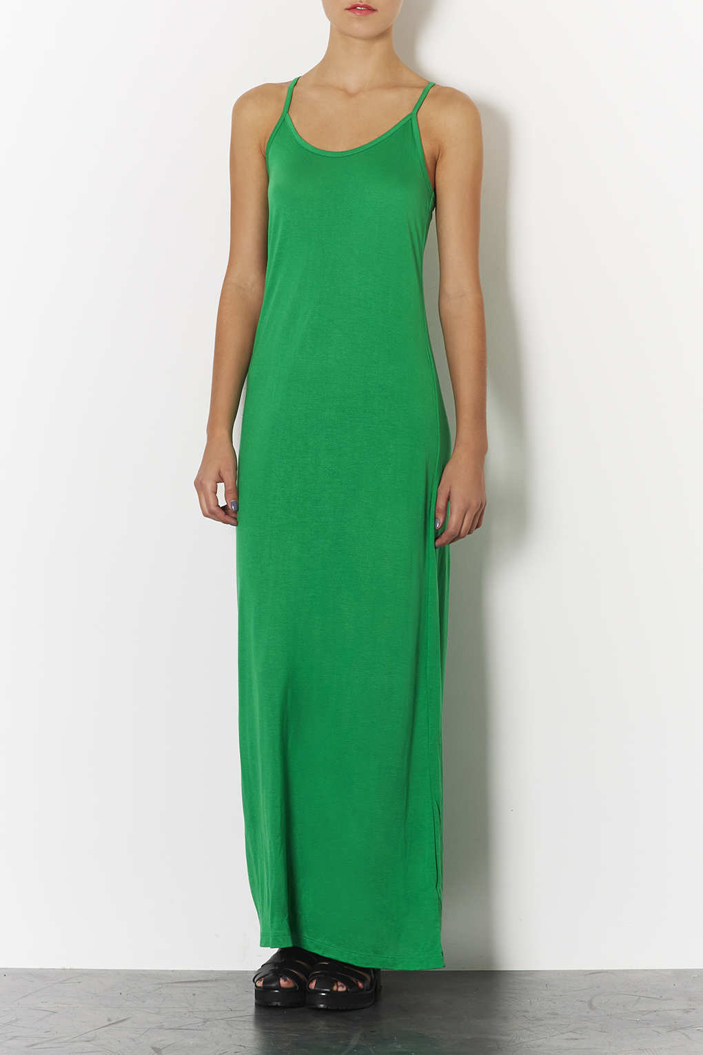 green strappy maxi dress
