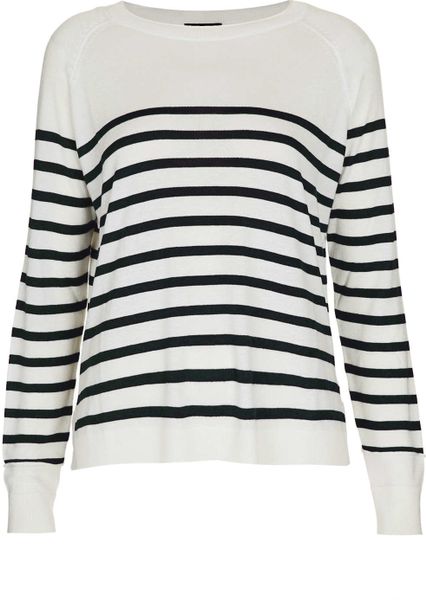Topshop Knitted Breton Stripe Top in Black (CREAM) | Lyst