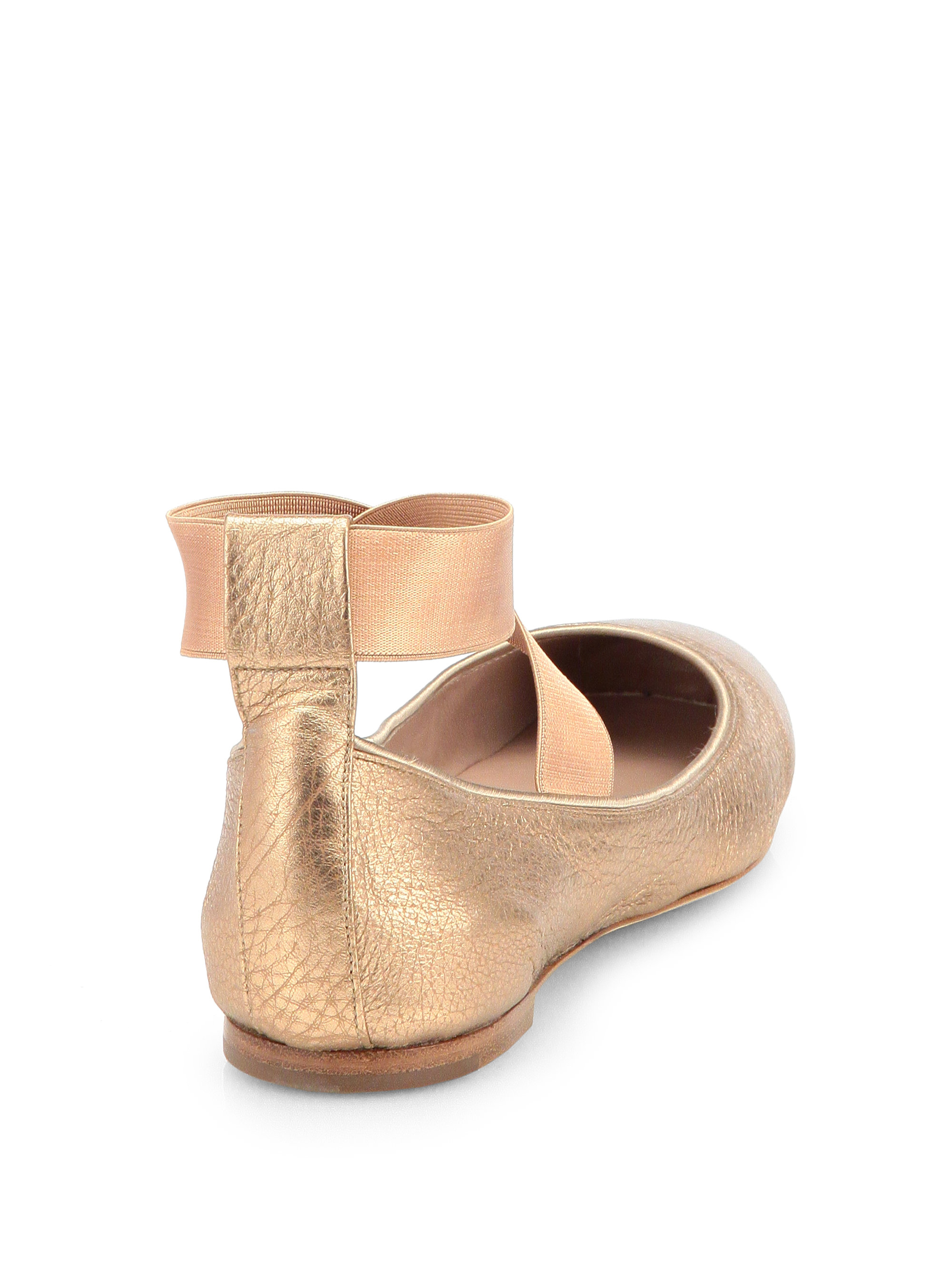 Chloé Metallic Leather Ballet Flats | Lyst