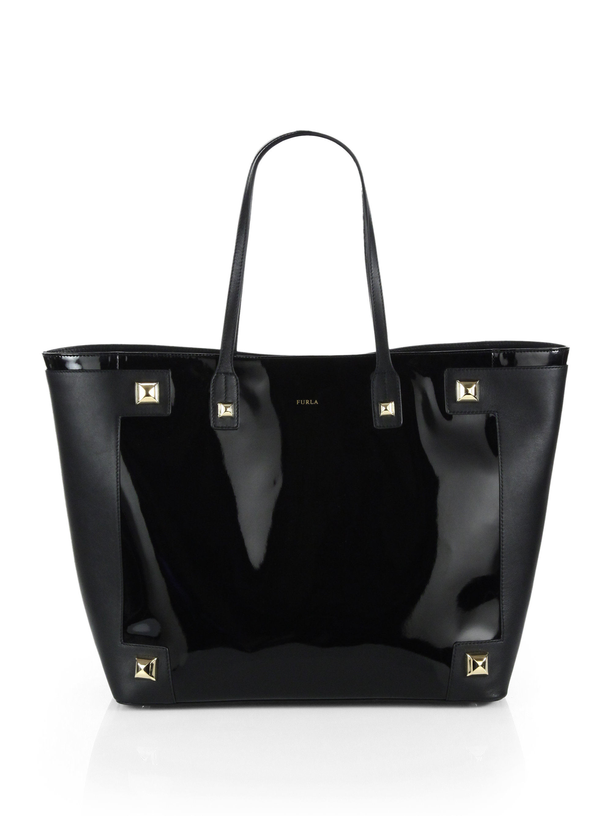 Lyst Furla Daphne Patent And Leather Tote In Black Gallery Previously Sold At Saks Fifth Avenue