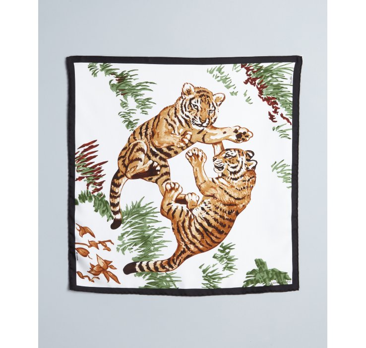 Lyst Hermès White Tigers Print Silk 16 Scarf in White