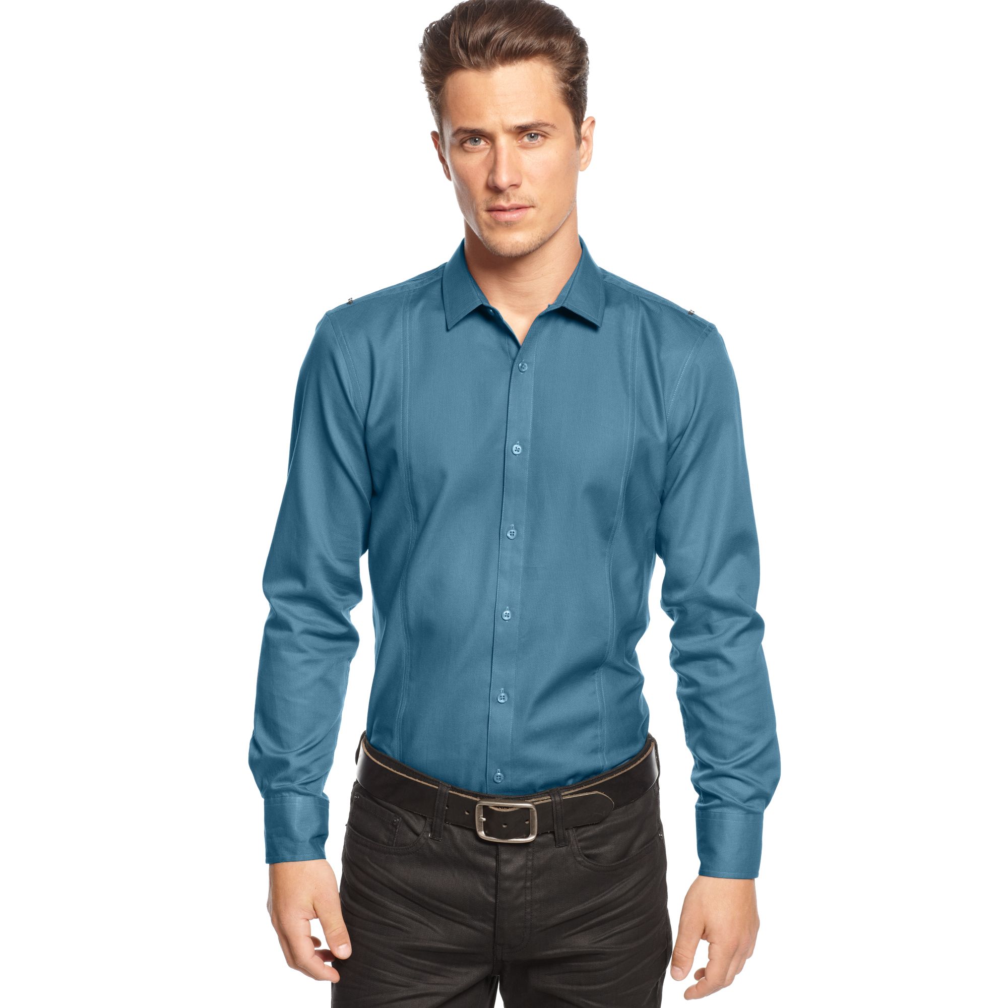 Inc International Concepts Shirt Long Sleeve Mohite Slim Shirt in Blue ...