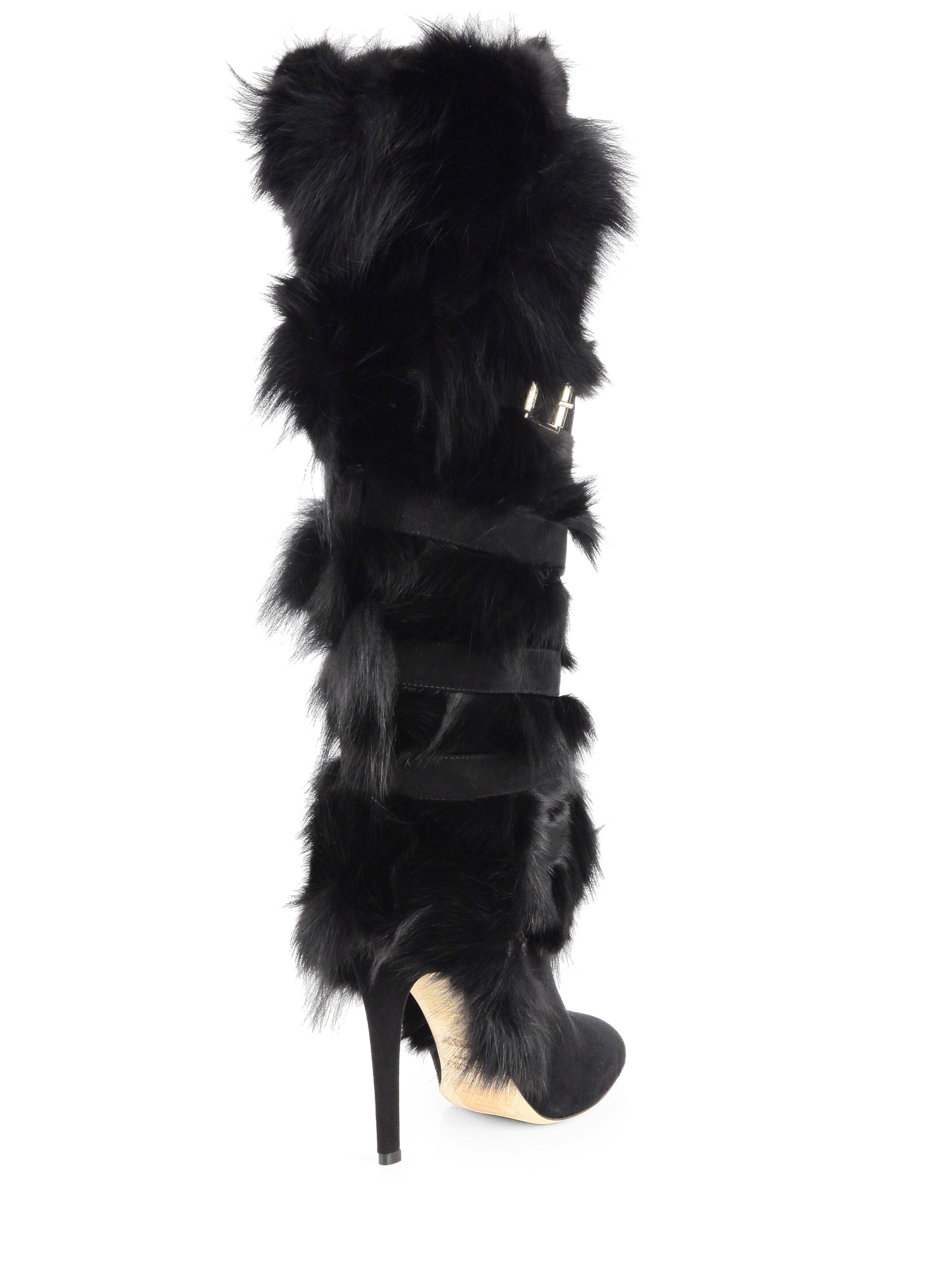 Jimmy Choo Bardo Fox Fur and Suede Tall 
