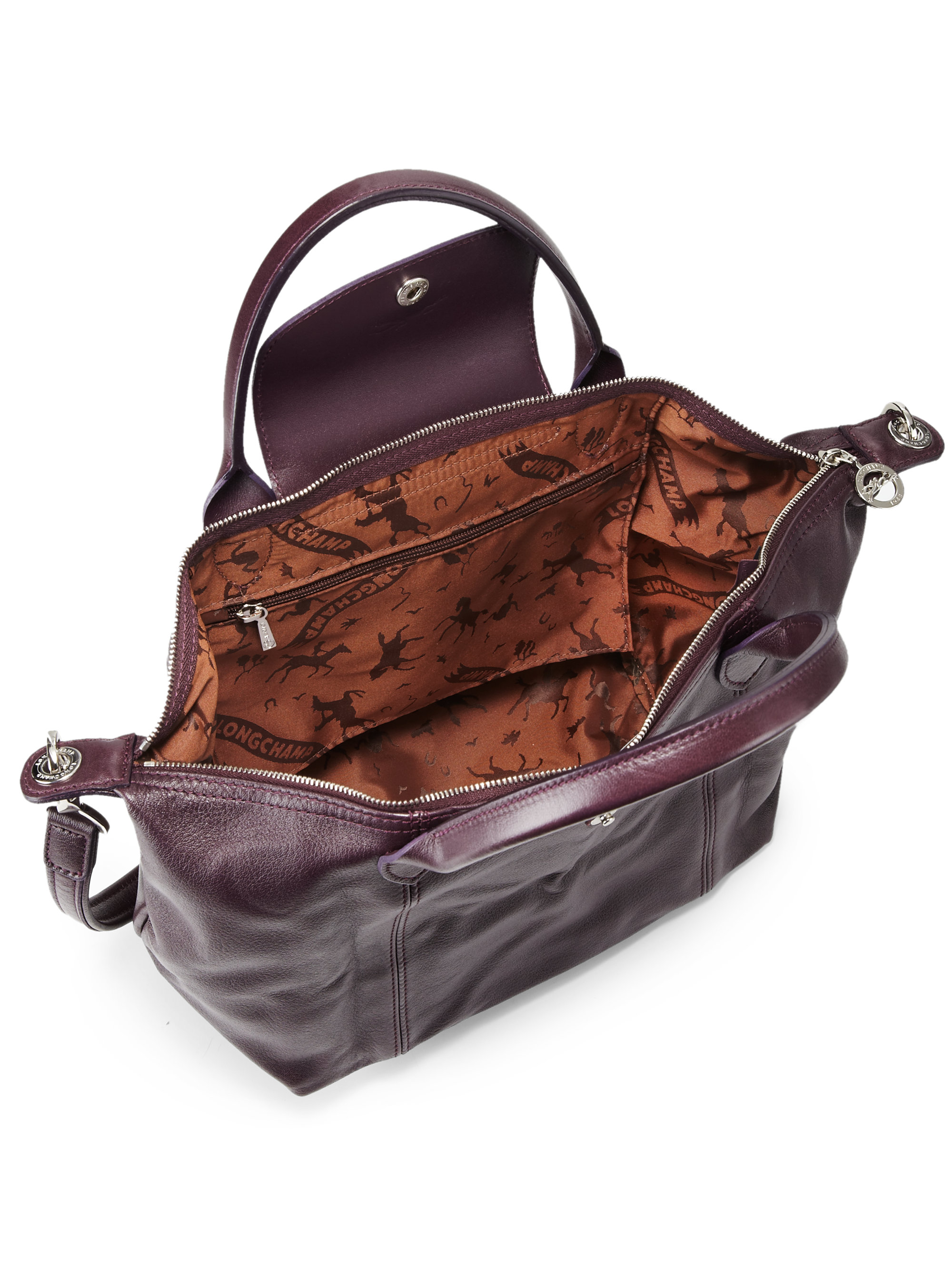 Longchamp Le Pliage Cuir Small Top Handle Bag in Violet (Purple) Lyst