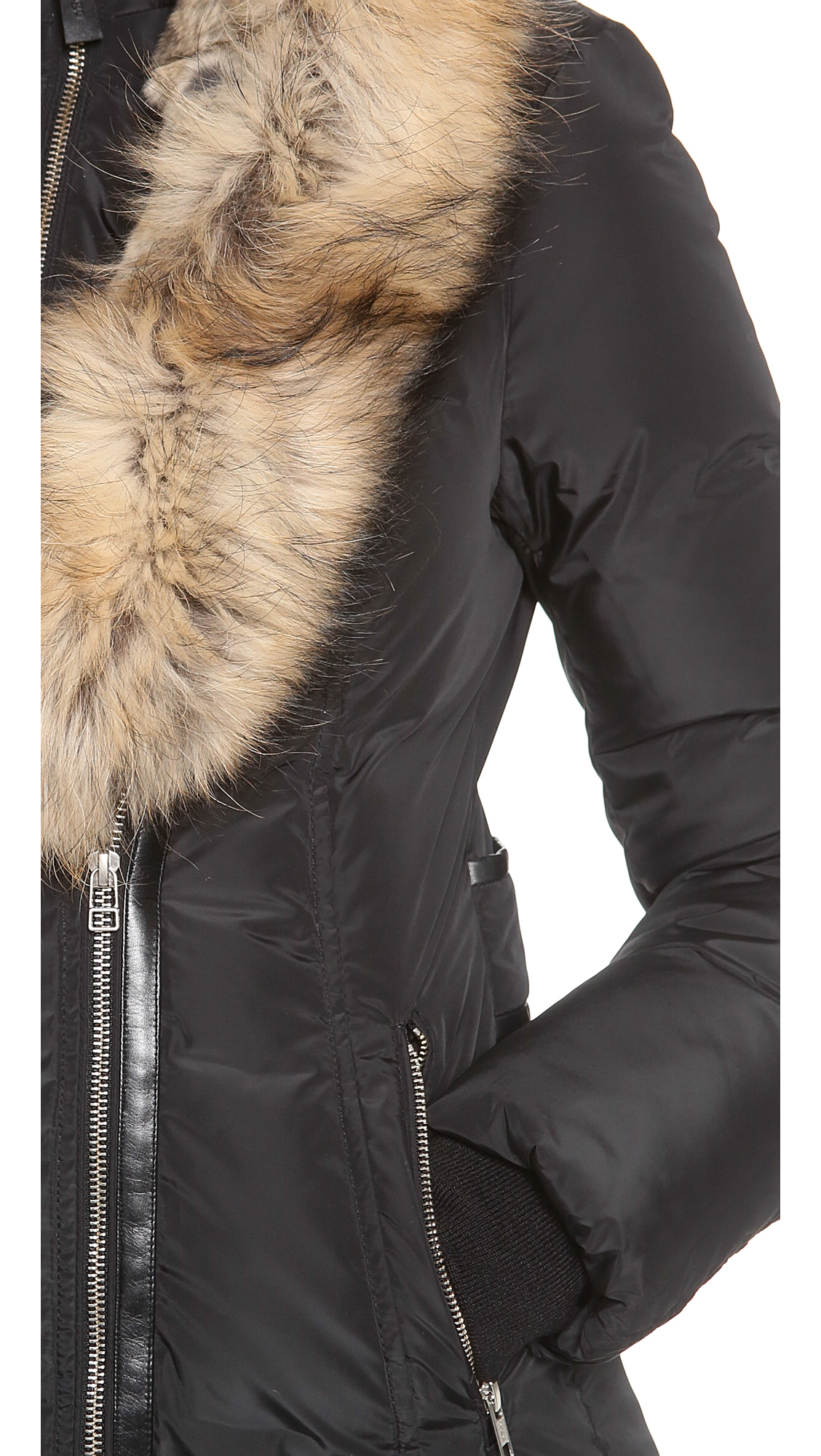 Mackage KAY-C 3/4 Length Down Coat with Coyote Fur Trim Hood Msrp