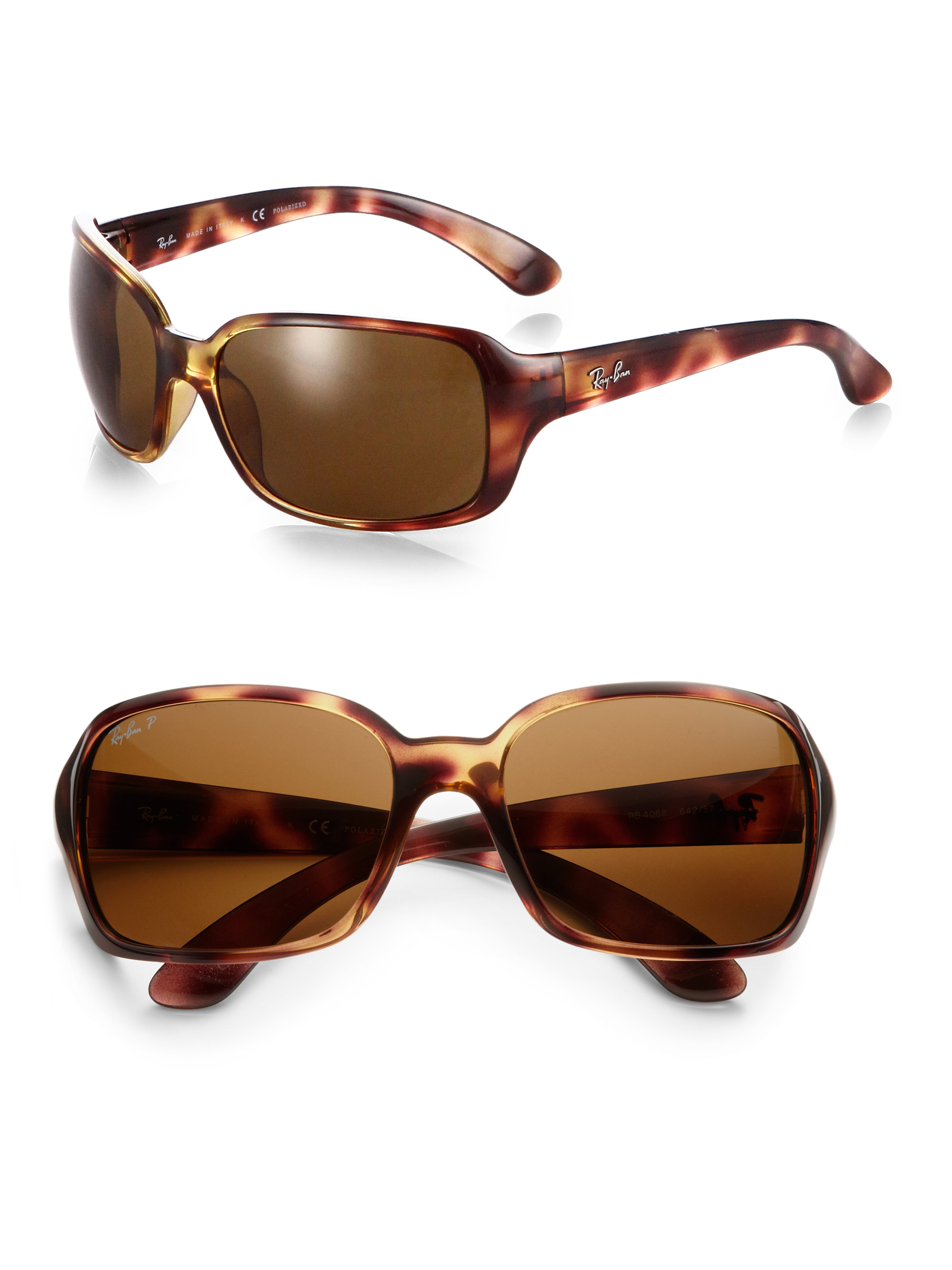 Ray-Ban Big Glamour Tortoise Wrap Sunglasses in Brown | Lyst