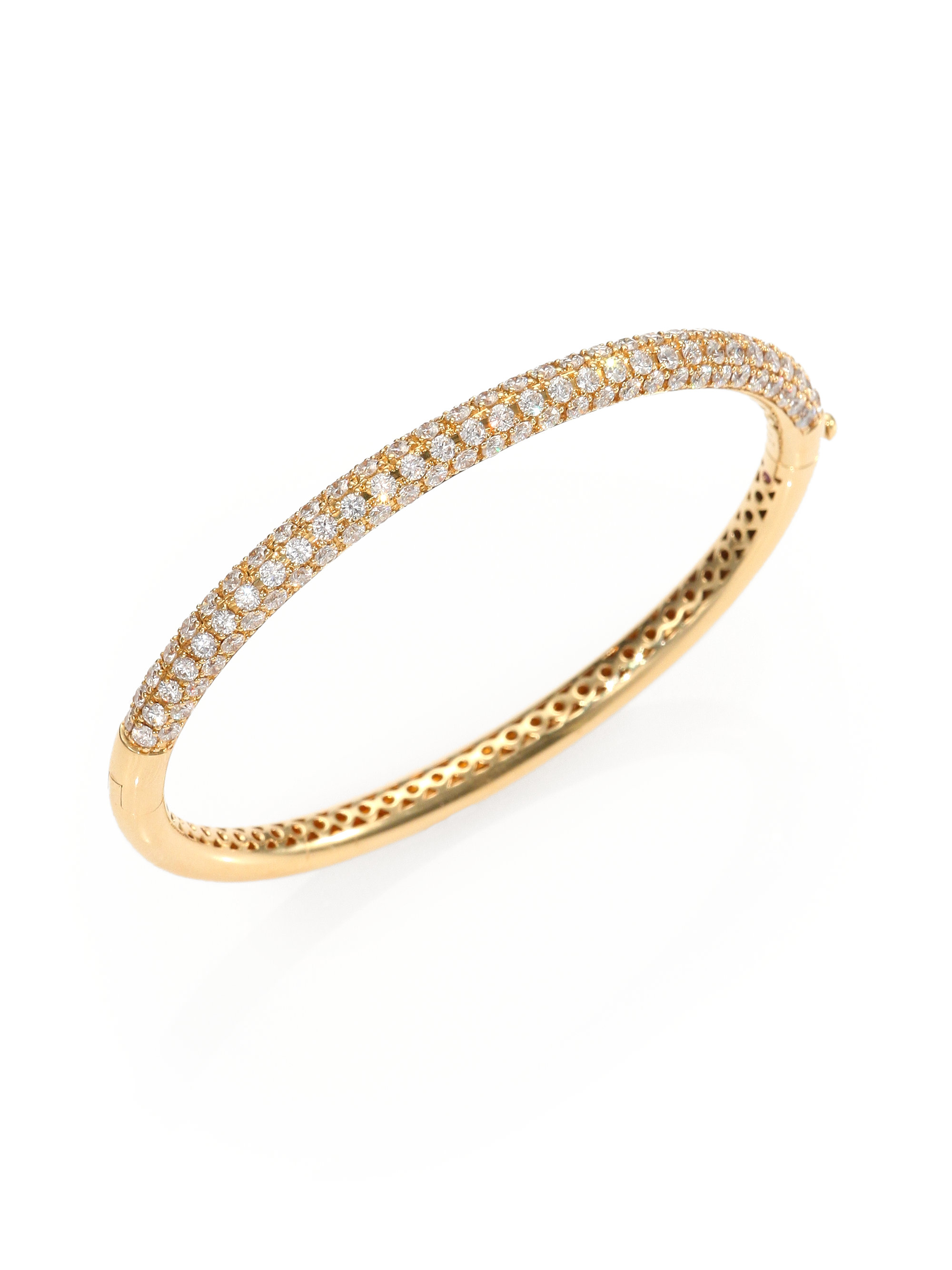 Roberto coin Diamond 18k Gold Bangle Bracelet in Metallic | Lyst