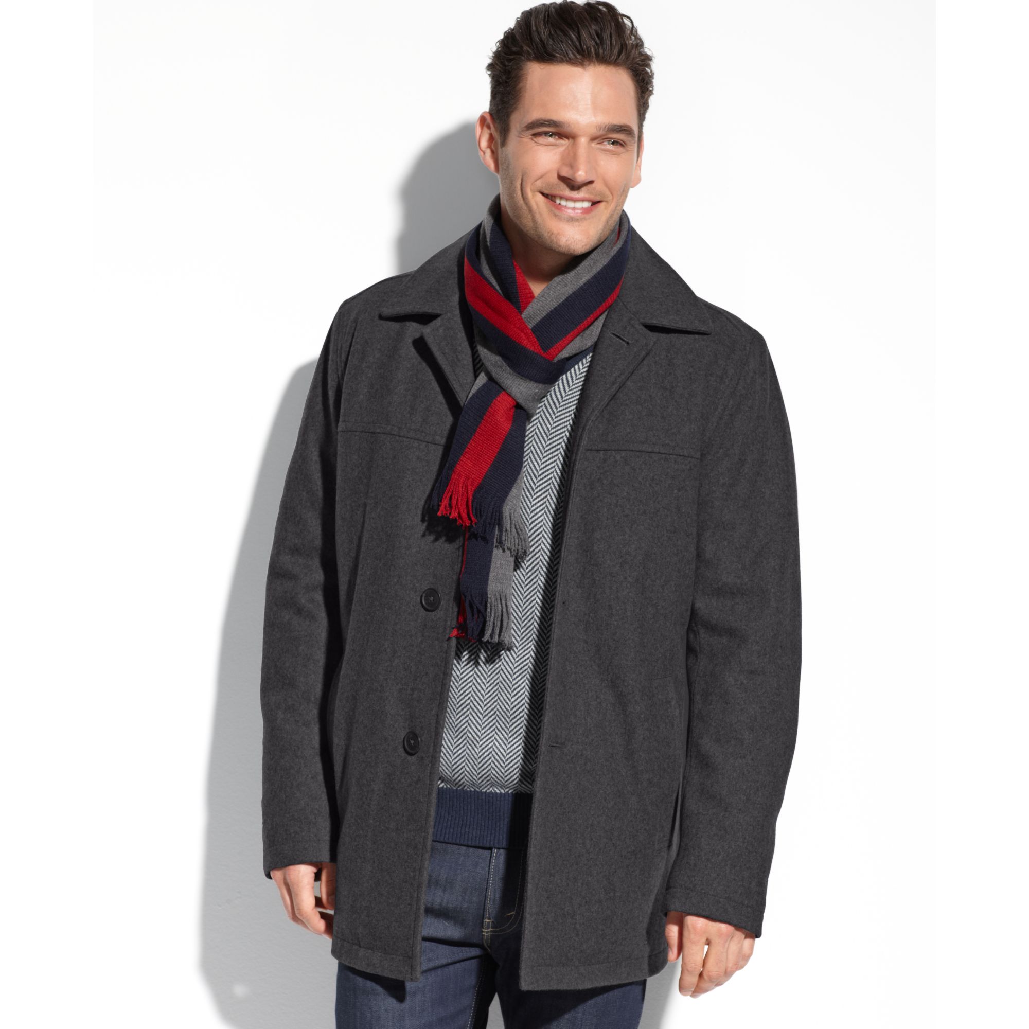 tommy hilfiger men's wool melton walking coat