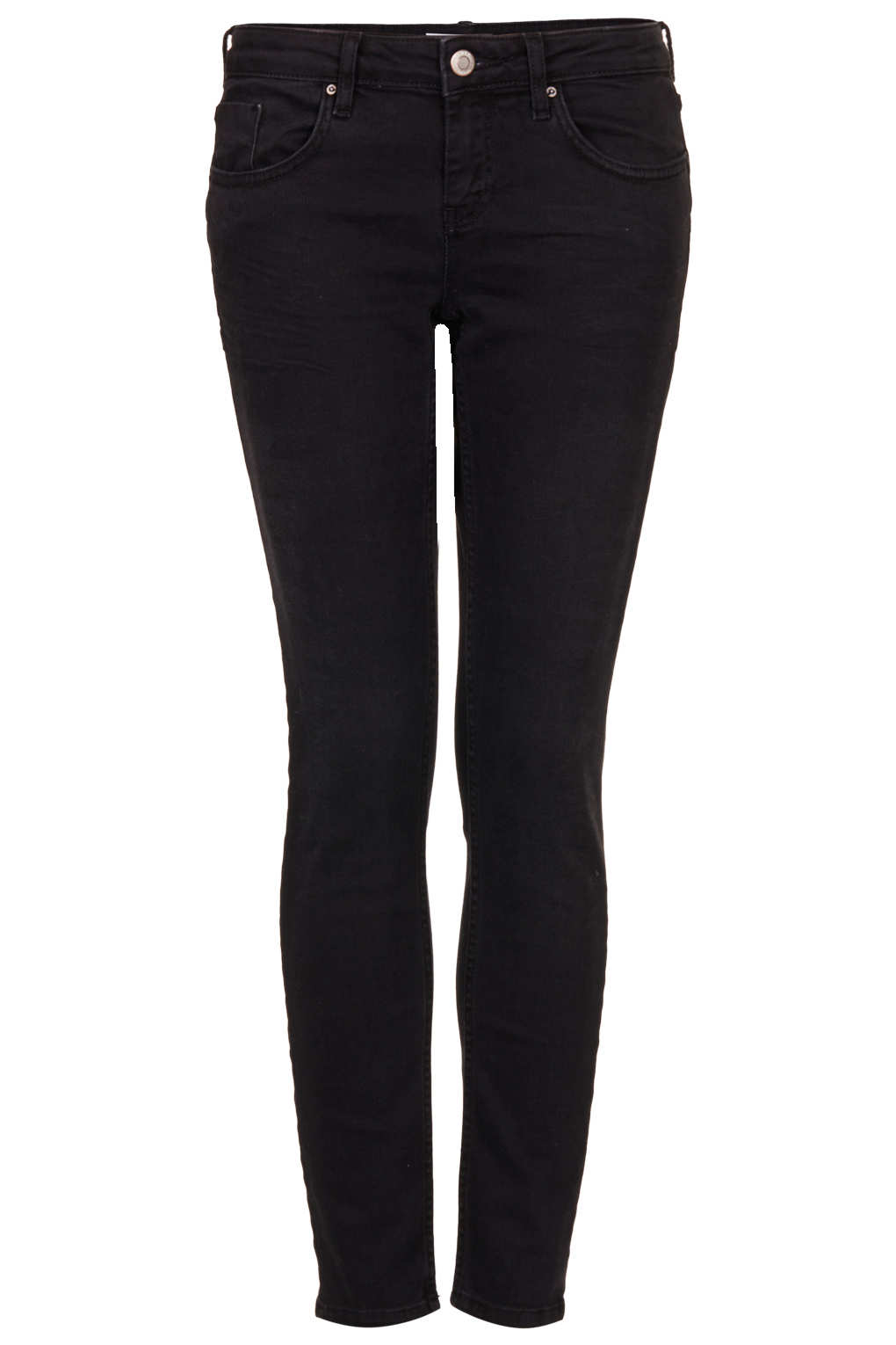 TOPSHOP Moto Washed Black Baxter Jeans - Lyst