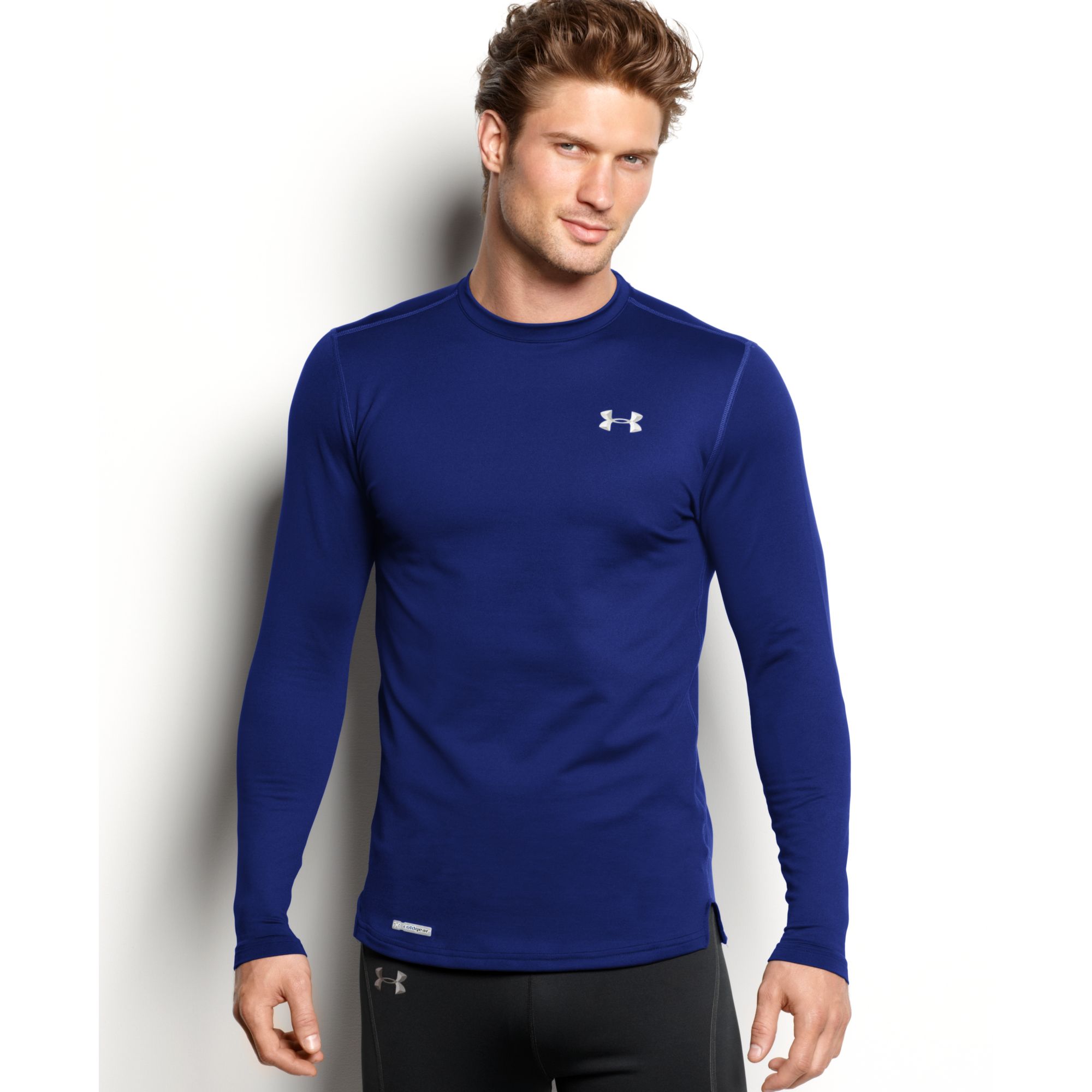 Under Armour Evo Coldgear Fitted Crew Neck in Blue for Men - Lyst