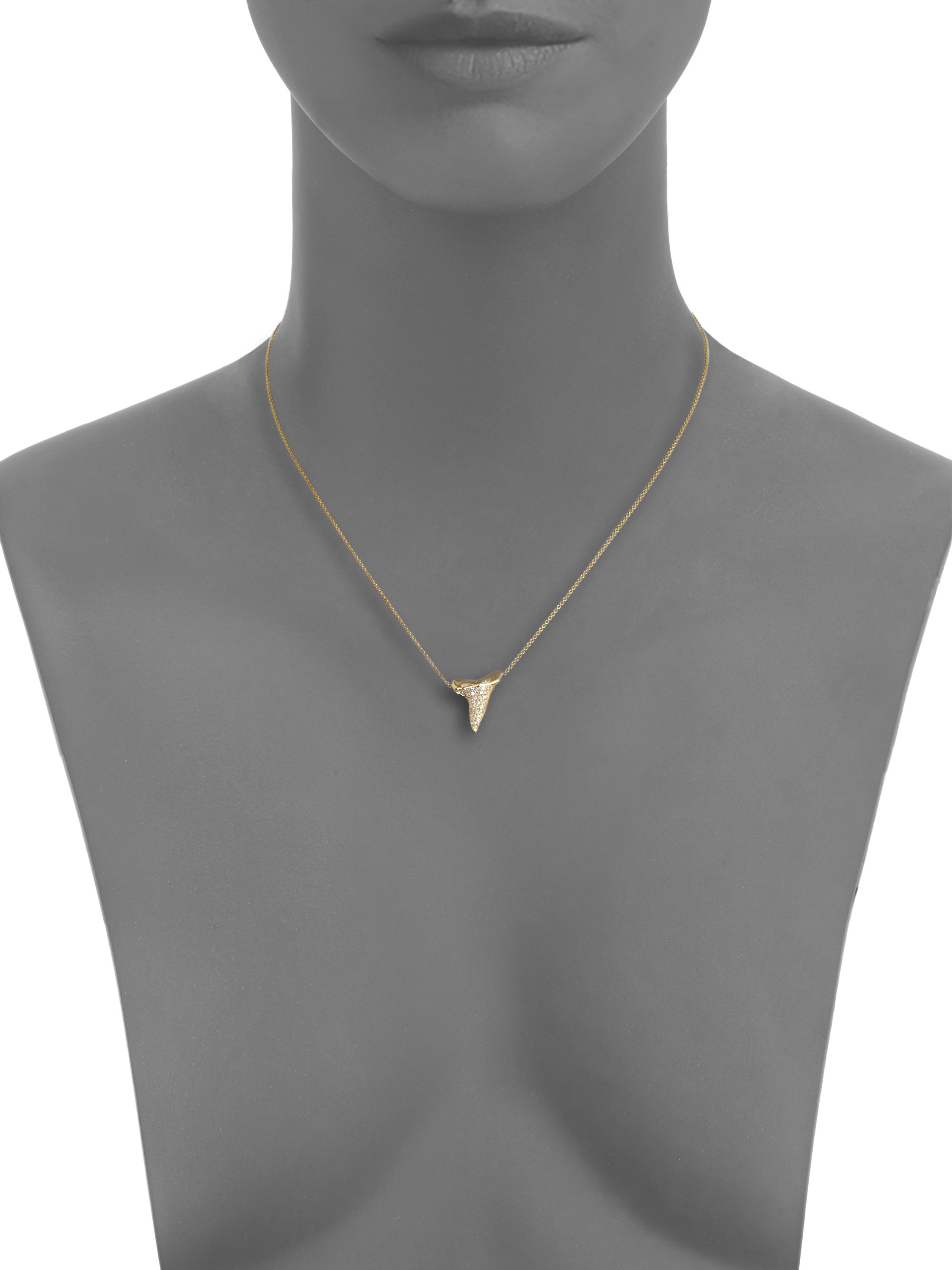 Shark Tooth Pendant Necklace 14K Yellow Gold Over With 18" Chain 