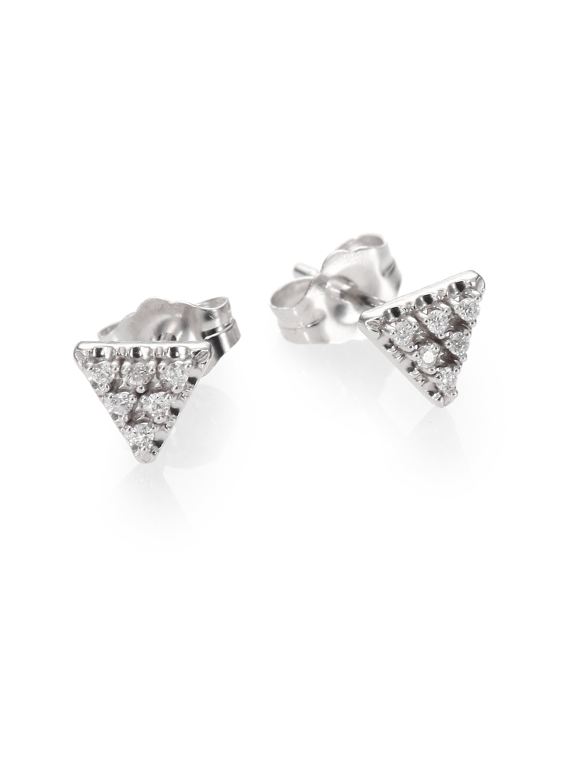Lyst Zoe Chicco Diamond 14k White Gold Triangle Stud Earrings In Gallery