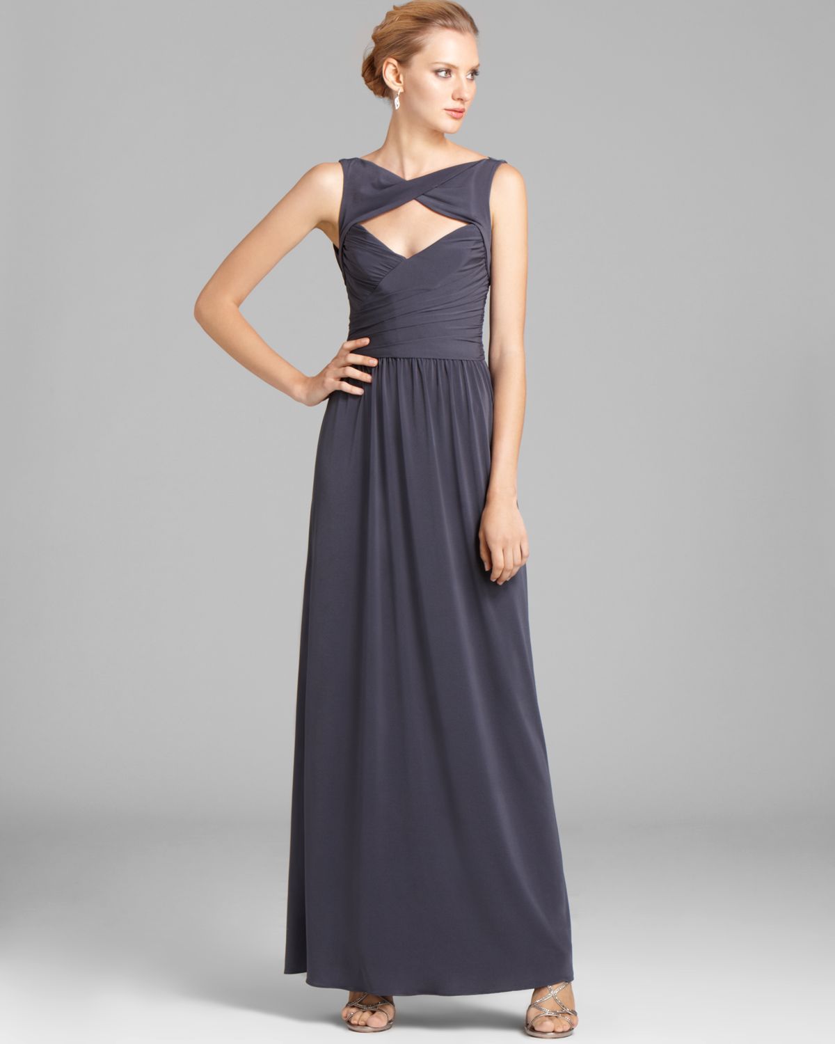 Lyst - Amsale Jersey Cutout Gown in Gray