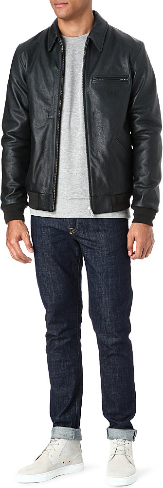 A.P.C. Detroit Leather Jacket in Black for Men - Lyst