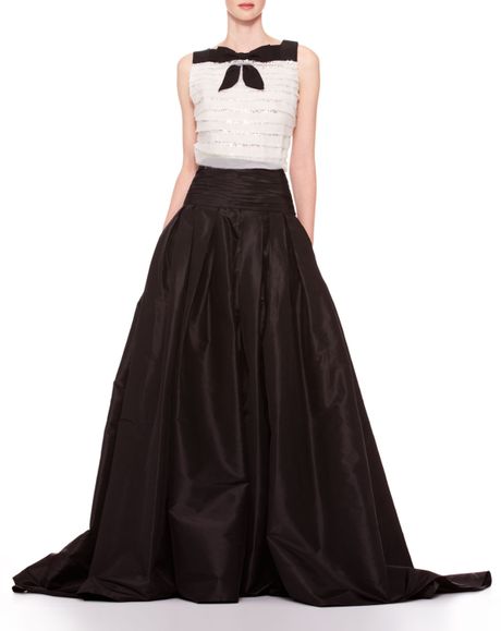 Carolina Herrera Long A-Line Silk Skirt in Black | Lyst