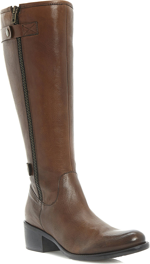 Dune Teacher Leather Riding Boots in Brown (Dark tan-leather) | Lyst