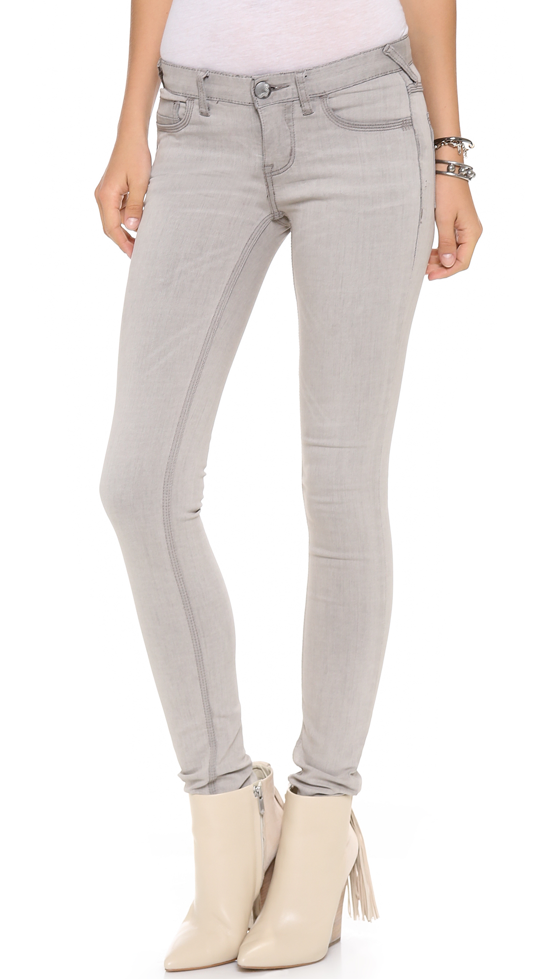grey stretch skinny jeans