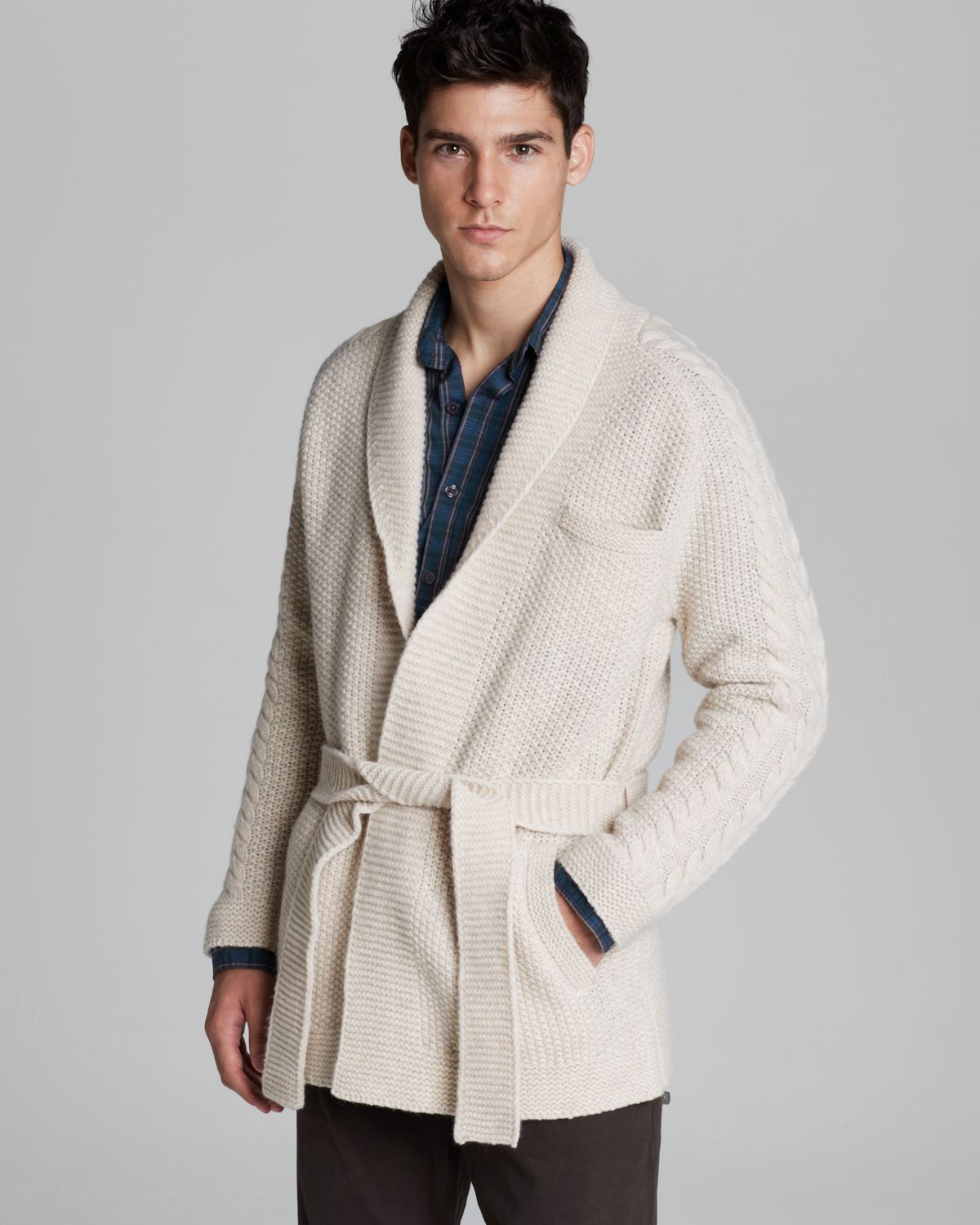 mens cardigan with belt