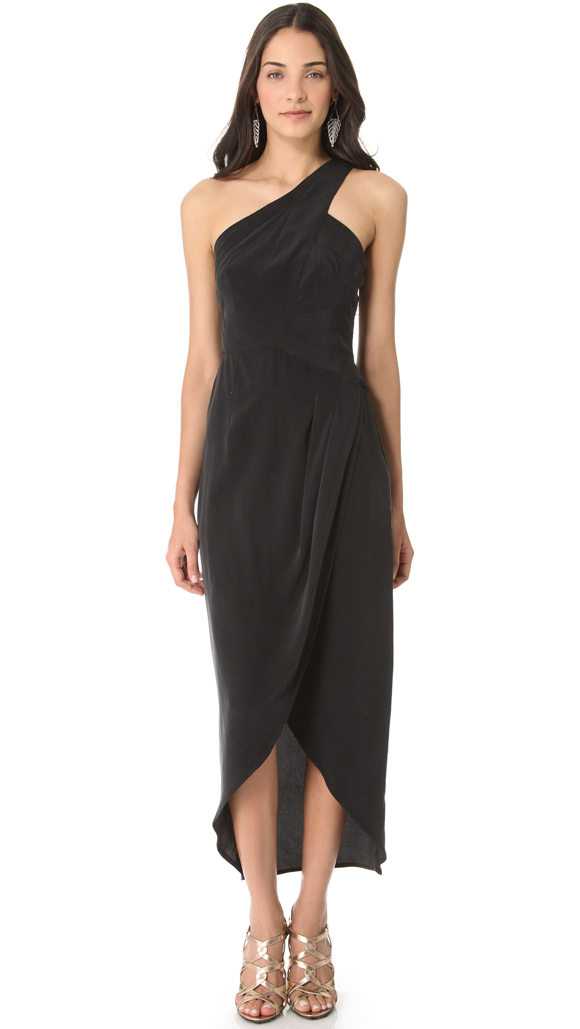 black one shoulder maxi