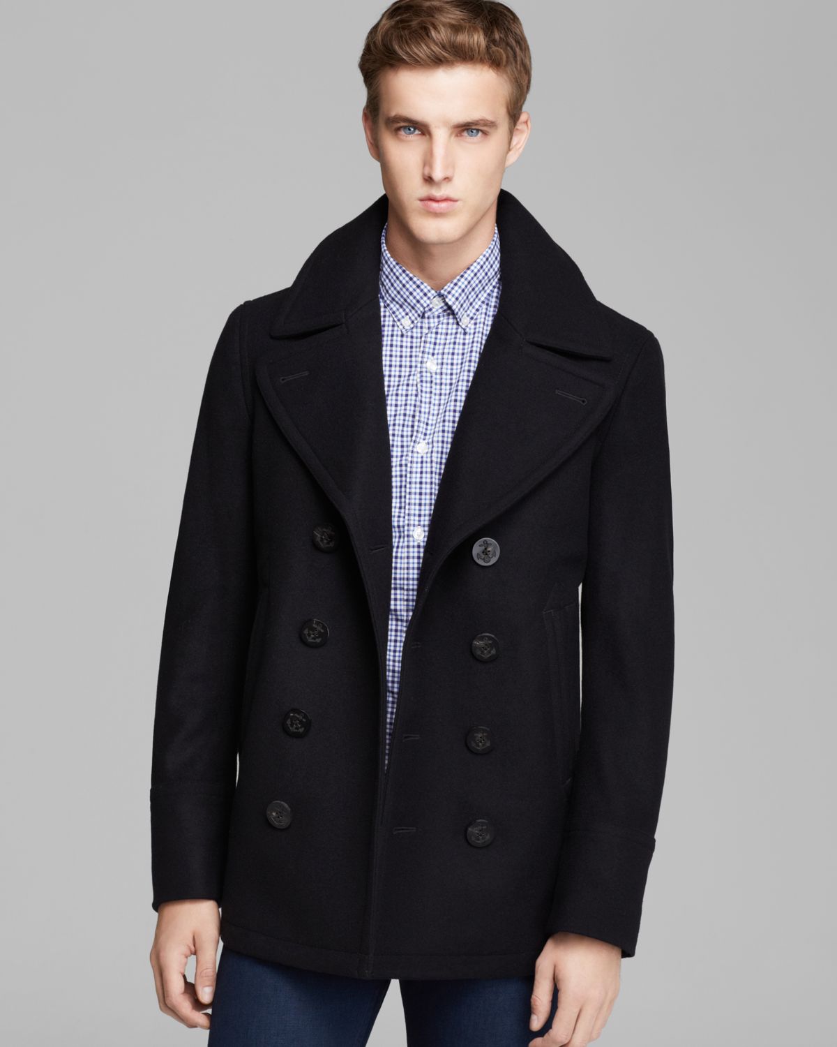 Burberry Brit Eckford Peacoat in Black for Men - Lyst