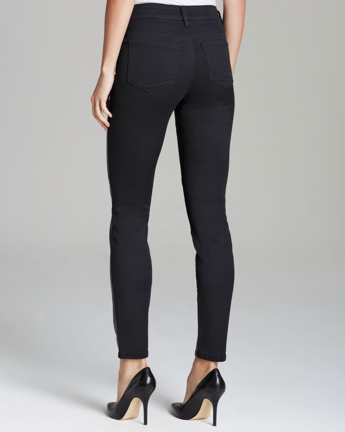NYDJ Alina Leggings With Faux-Leather Front in Black - Lyst