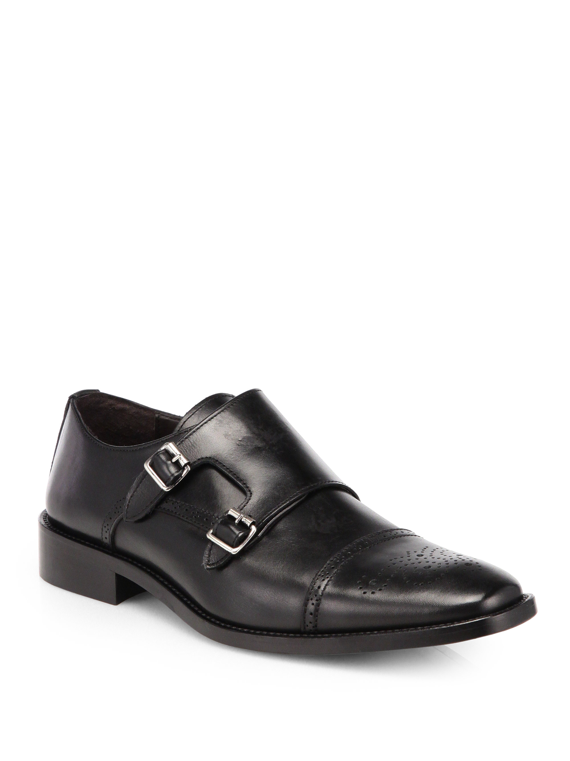 To boot Mason Leather Double Monk Strap Dress Shoes in Black for Men | Lyst