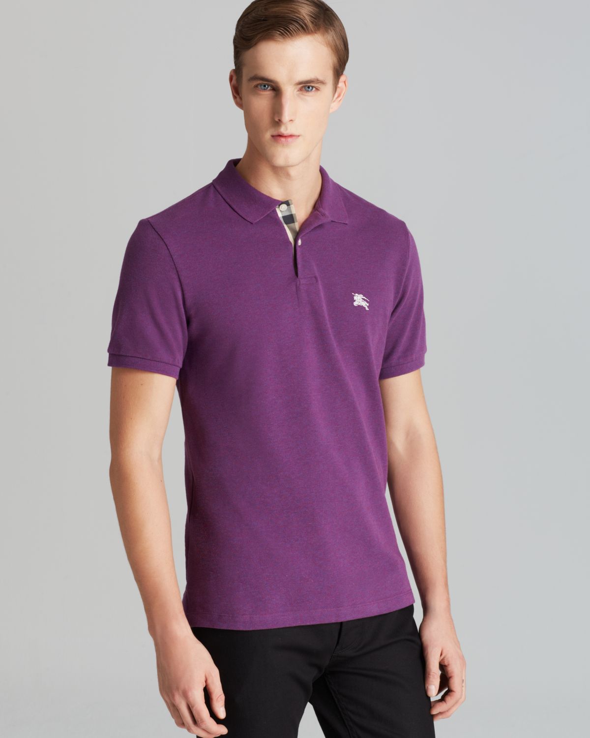 Burberry Brit Modern Fit Polo in Purple for Men - Lyst