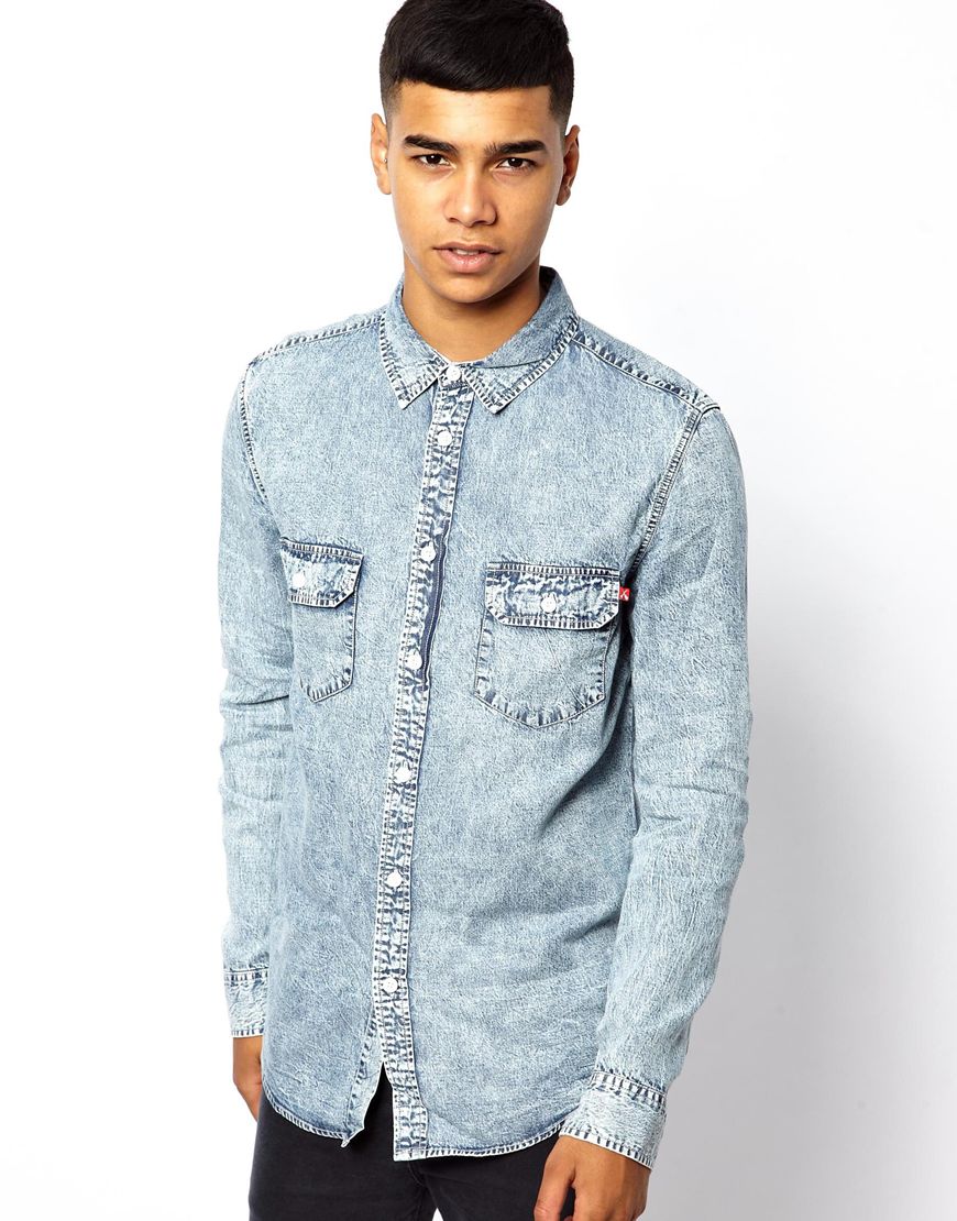damage denim shirt