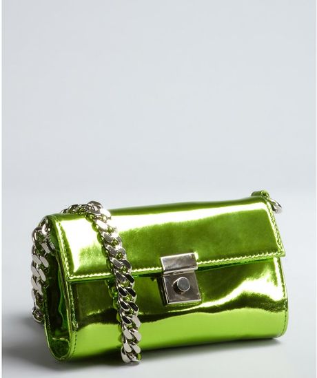Giuseppe Zanotti Green Patent Leather Chain Shoulder Bag in Green | Lyst