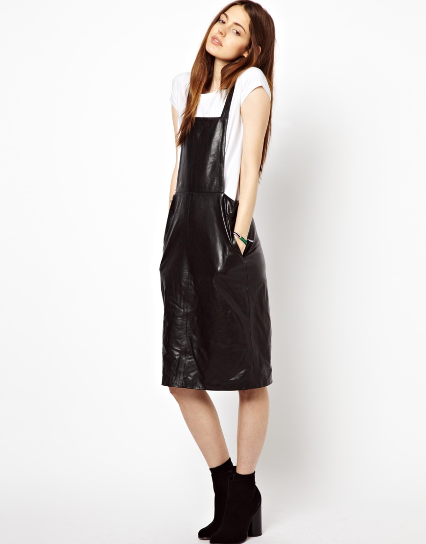 leather pinny dress