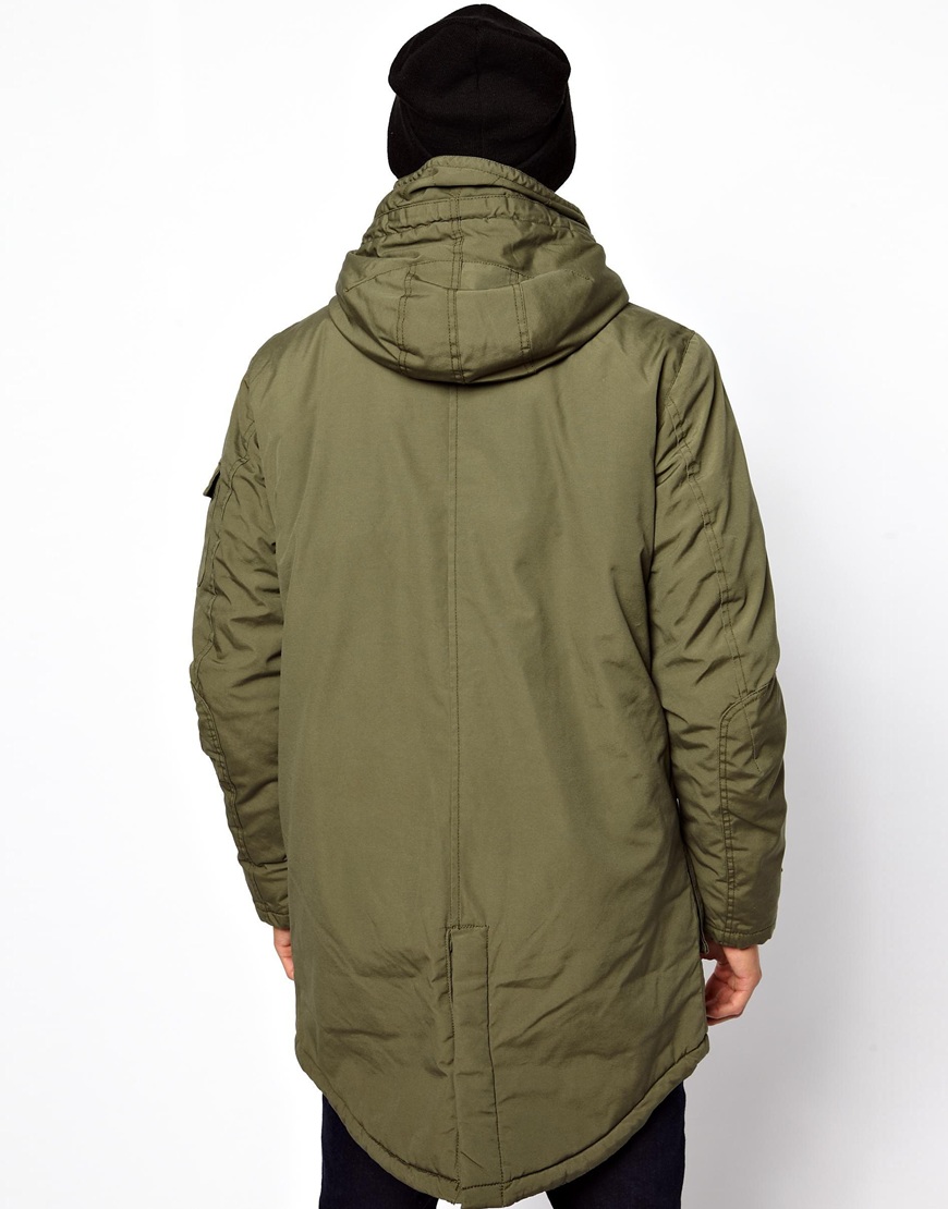 Majestic Jack Jones Parka Jacket with Borg Lining in Green for Men ...