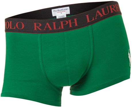 Polo Ralph Lauren Logo Waistband Underwear Trunk in Green for Men | Lyst