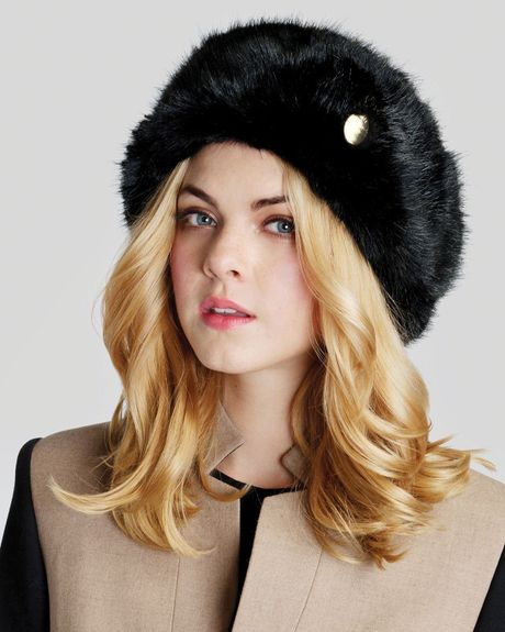 Ted Baker Karah Faux Fur Hat in Black | Lyst