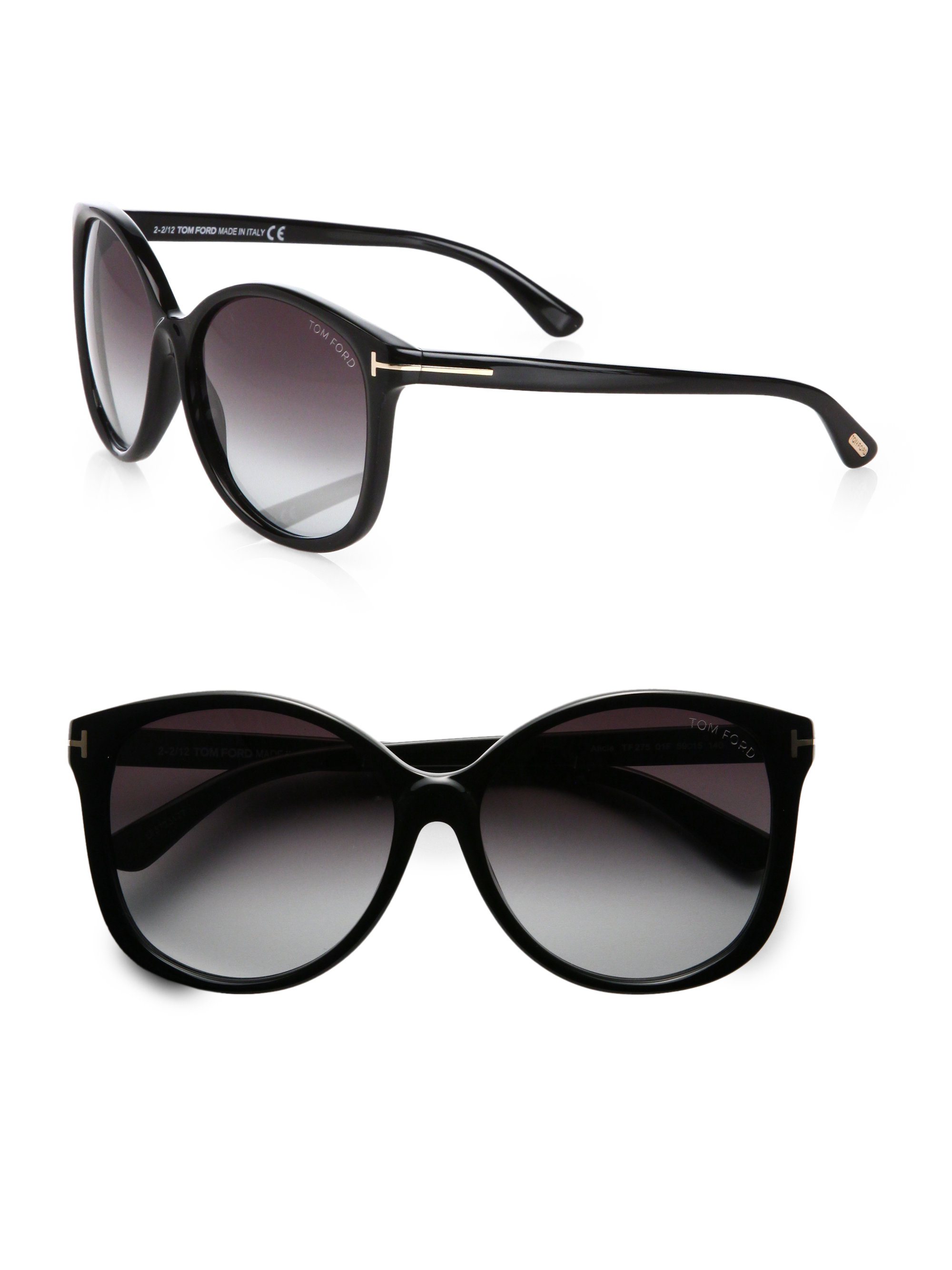 Tom ford Alicia Oversized Round Acetate Sunglasses in Black | Lyst