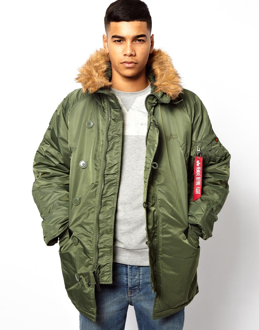 Lyst Asos Alpha Industries N3b iParkai in iGreeni for Men Lyst Asos Alpha Industries N3b iParkai in iGreeni for Men