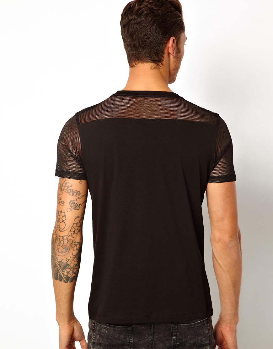 T shirt with mesh sleeves top