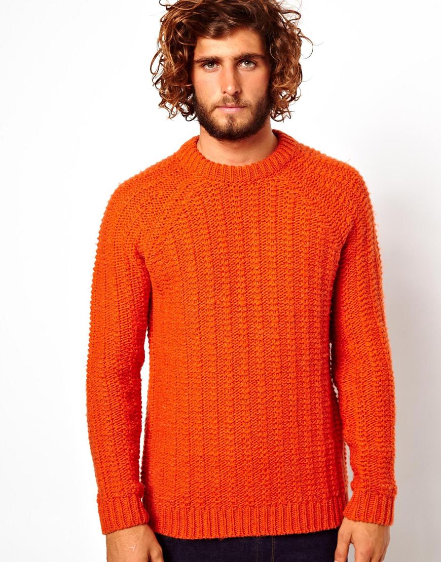 Asos Rib Sweater in Orange for Men | Lyst