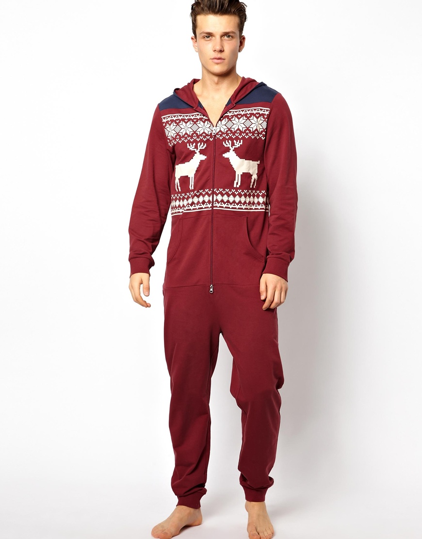 Asos Onesie with Stag Print in Red for Men Lyst