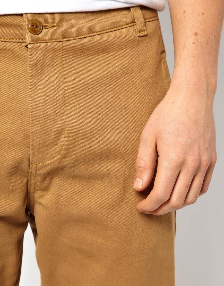 ASOS Regular Cuffed Chinos in Tan (Brown) for Men Lyst