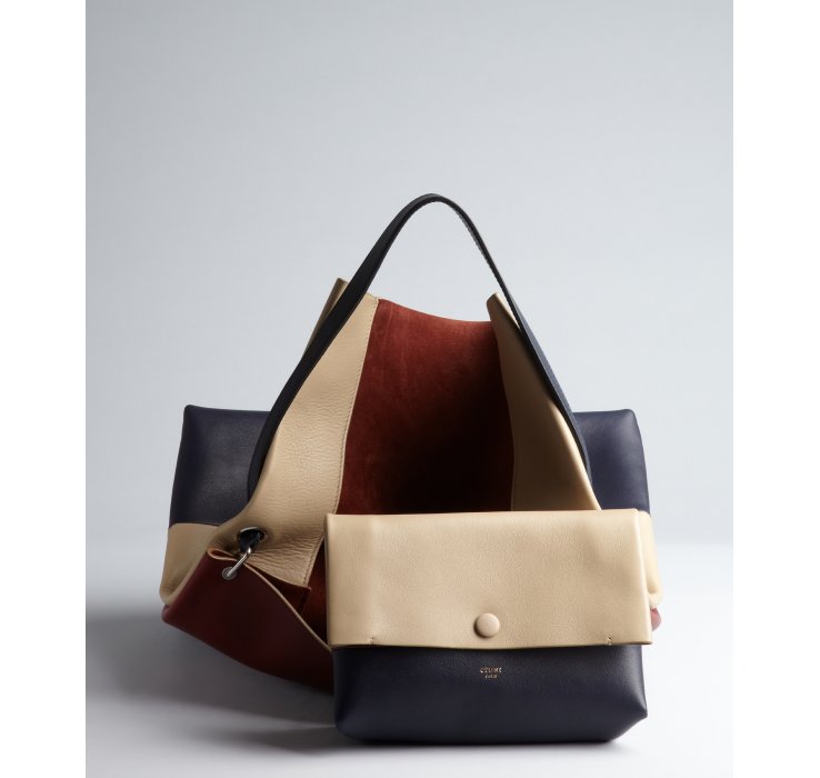 Cline Beige Bordeaux and Navy Colorblocked Leather Shoulder Bag ...  