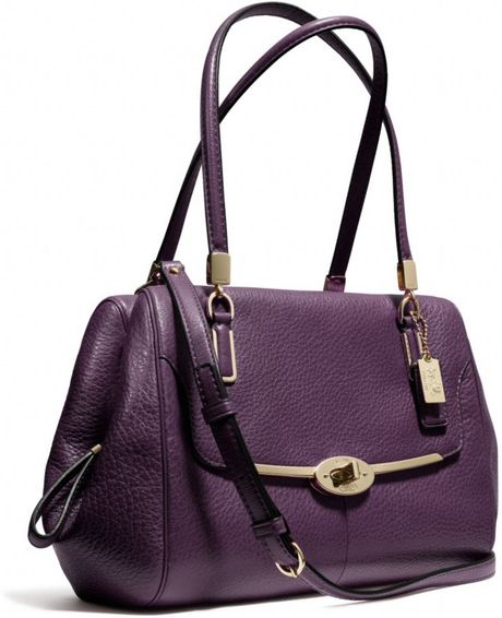 Coach Madison Small Madeline Eastwest Satchel in Leather in Purple ...