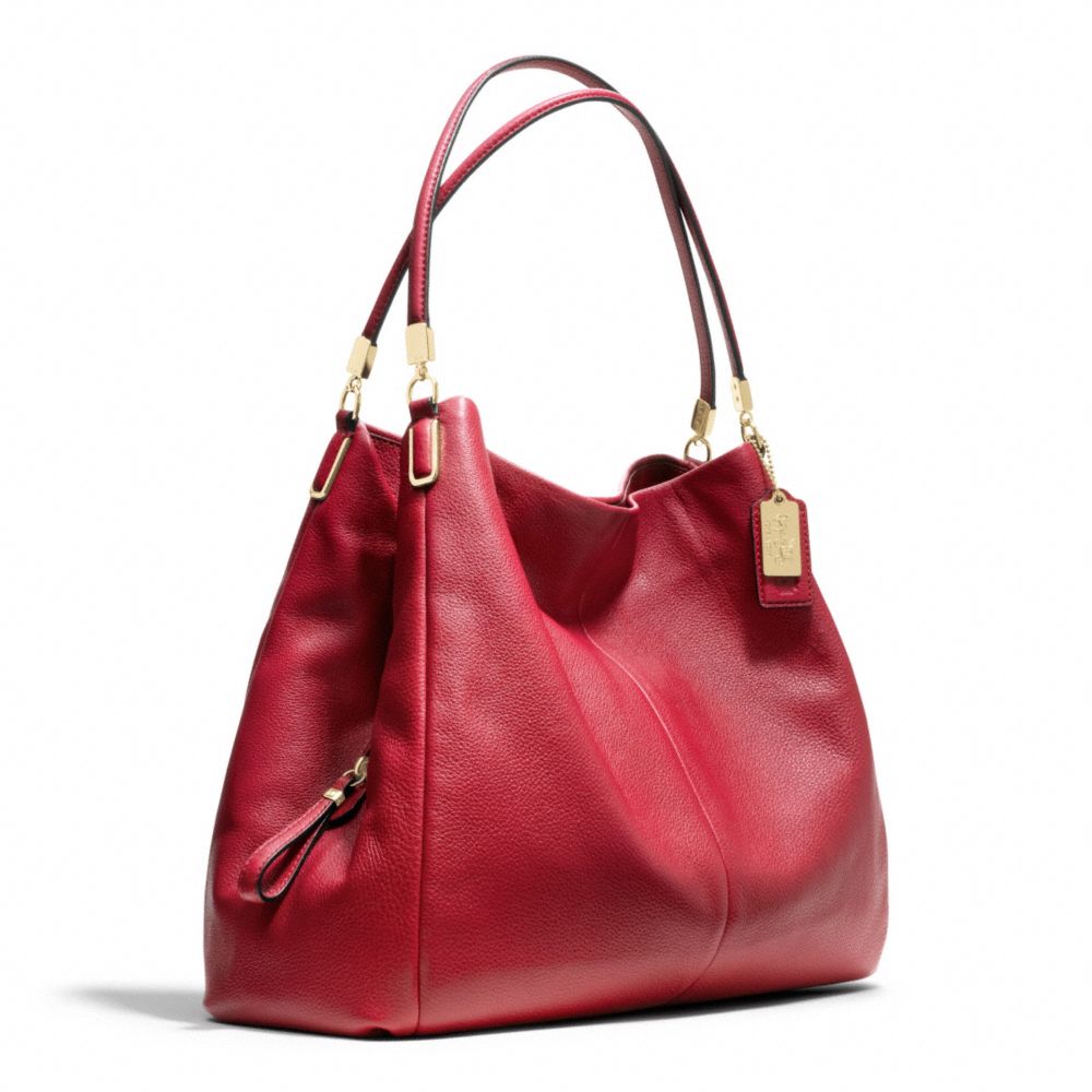 COACH Madison Phoebe Shoulder Bag in Leather in Light Gold/Scarlet (Red ...