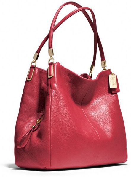 Coach Madison Small Phoebe Shoulder Bag in Leather in Red (LIGHT GOLD ...