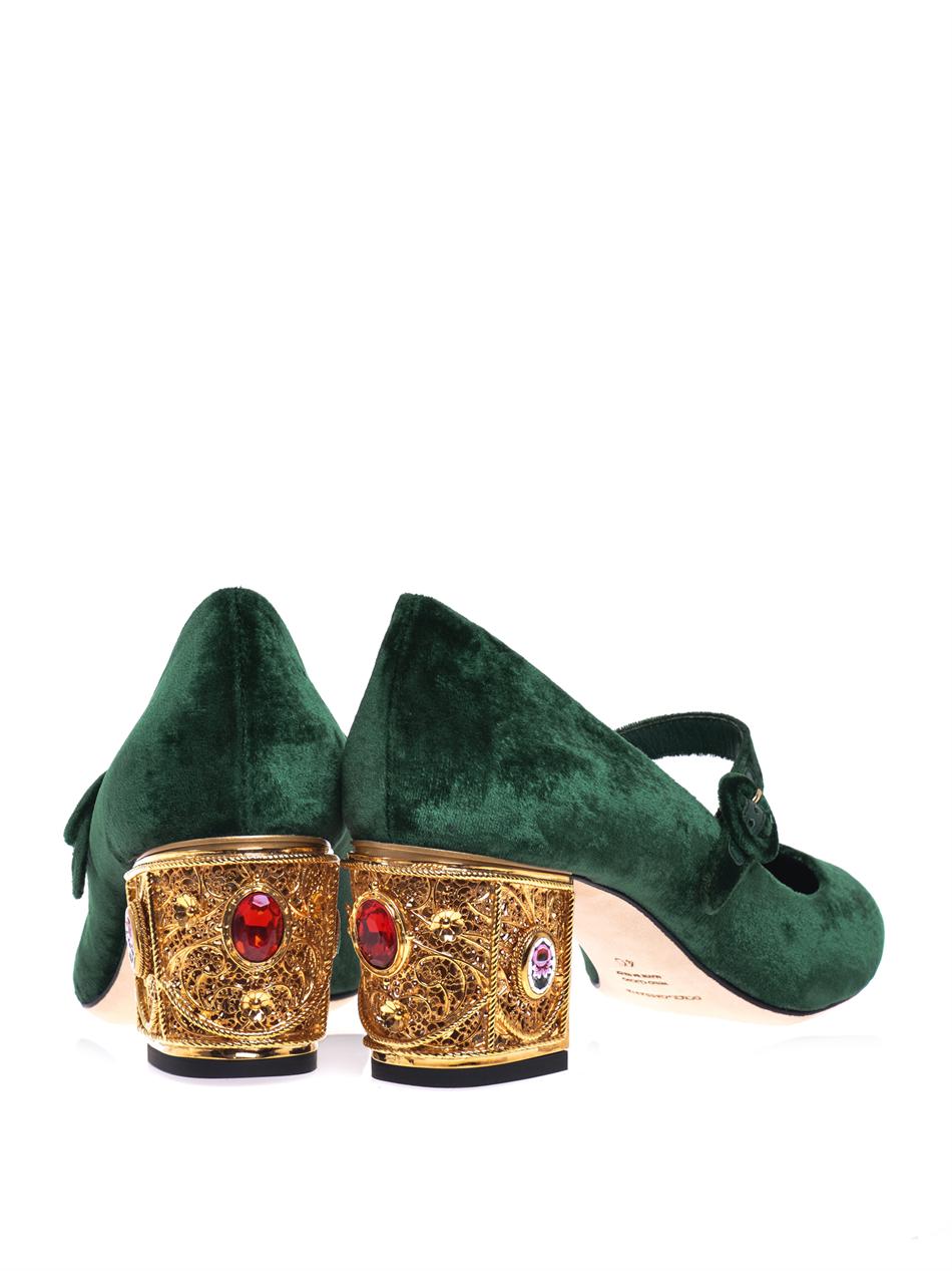 Dolce \u0026 Gabbana Velvet Pumps in Green 