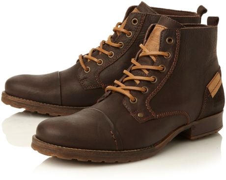 Dune Coach Folded Seam Toe Cap Boots in Brown for Men (Dark Brown) | Lyst