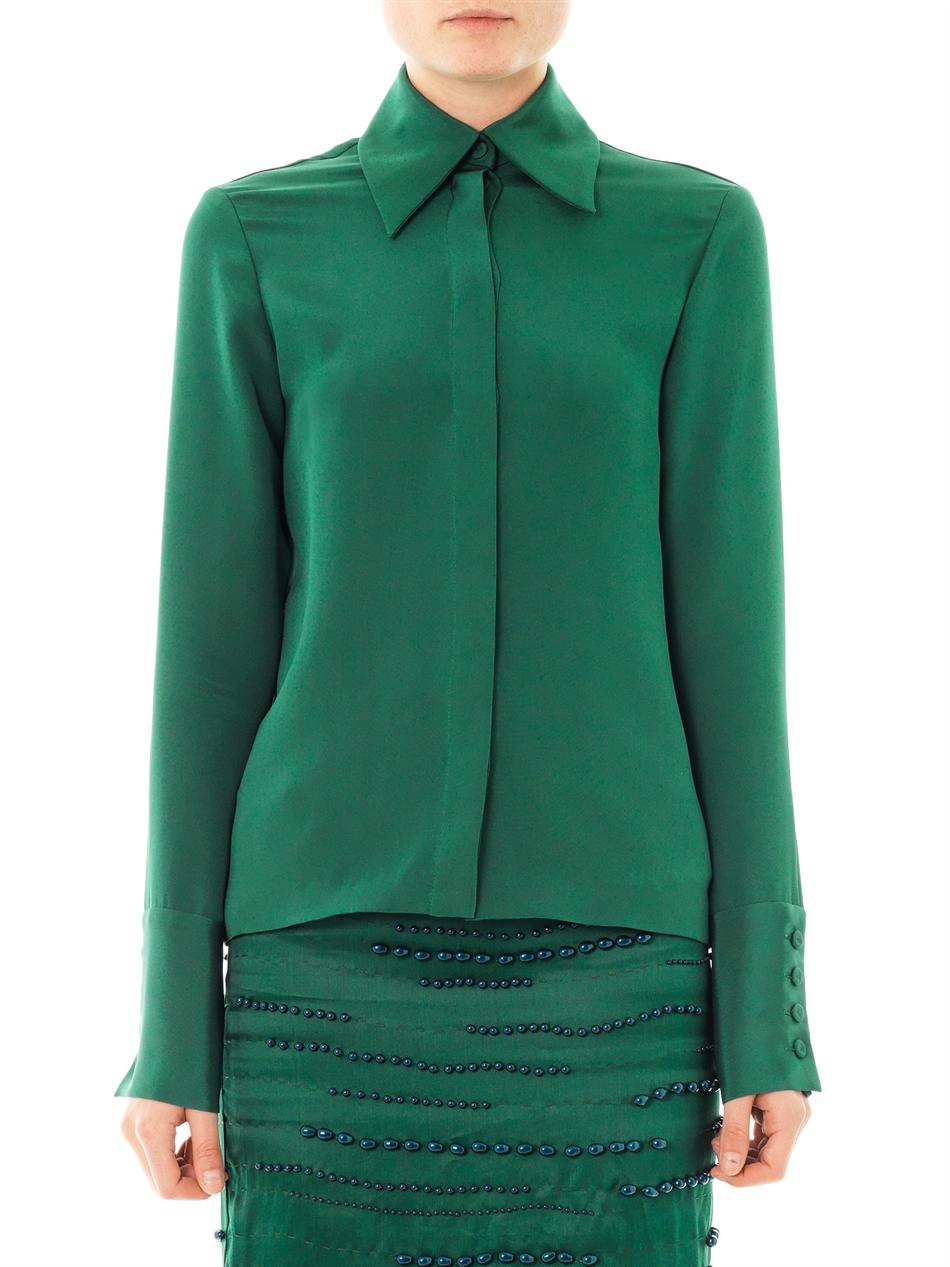 Lyst - Emilia Wickstead Dominic Silk Shirt in Green