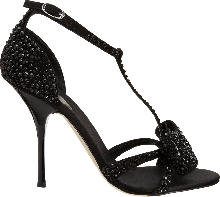 Lyst - Giuseppe Zanotti Rhinestone T-strap Bow Sandal in Black