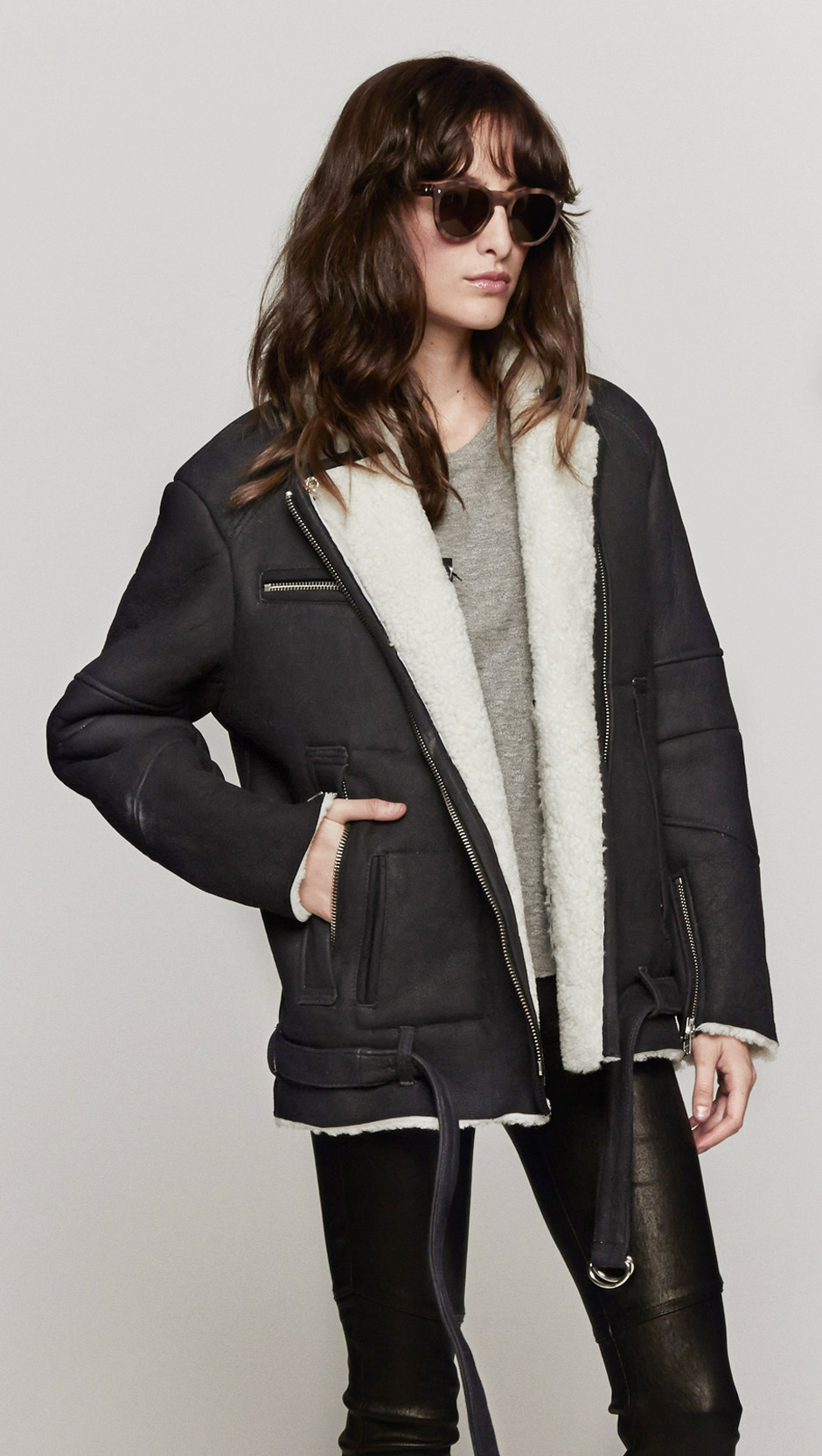 coat pant gray Coat  Shearling Noma Gray Lyst in  Iro