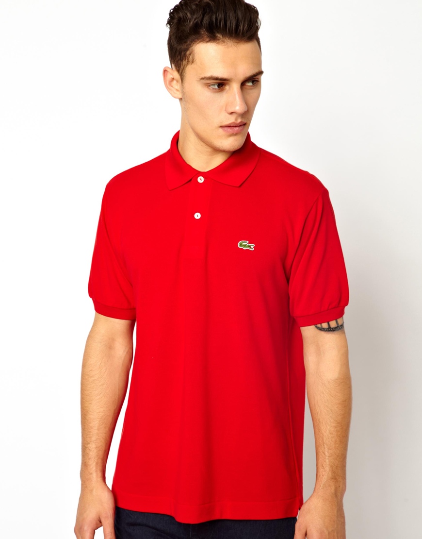 Lyst Lacoste Polo  Shirt  with Crocodile in Red for Men 